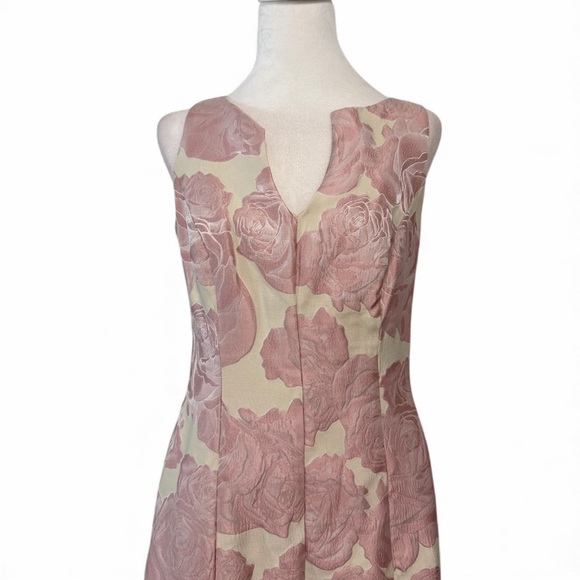 Roz & Ali Pink and Cream Floral Midi Dress Sz 8 - Picture 2 of 5